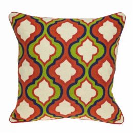 20" x 7" x 20" Handmade Transitional Red And Brown Pillow Cover With Poly Insert