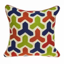 20" x 7" x 20" Handmade Multicolored Pillow Cover With Down Insert