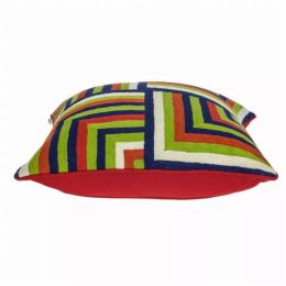 20" x 7" x 20" Handmade Multicolored Cotton Pillow Cover With Down Insert