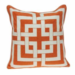 20" x 7" x 20" Transitional Orange And Off White Pillow Cover With Poly Insert