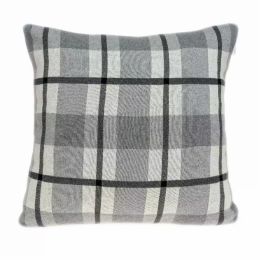 20" x 7" x 20" Transitional Tan & Grey Cotton Pillow Cover With Poly Insert