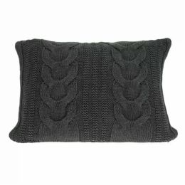 Gray Sweater Knit Lumbar Accent Pillow Cover