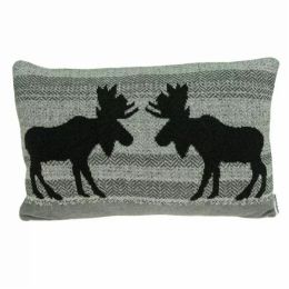 Heather Gray Moose Lodge Printed Pillow Cover
