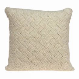 20" x 7" x 20" Transitional Beige Pillow Cover With Poly Insert