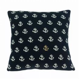 20" x 7" x 20" Nautical Blue Pillow Cover With Poly Insert
