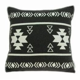 20" x 7" x 20" Southwest Black Cotton Pillow Cover With Poly Insert