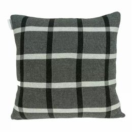 Gray Plaid Cotton Pillow Cover