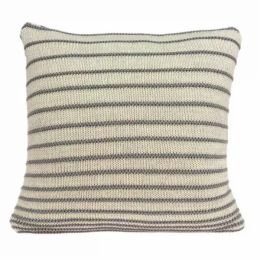 Casual Square Tan and Gray Stripe Accent Pillow Cover