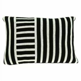 Elegant Black and White Lumbar Accent Pillow Cover