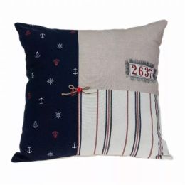 20" x 7" x 20" Nautical Multicolor Pillow Cover With Down Insert