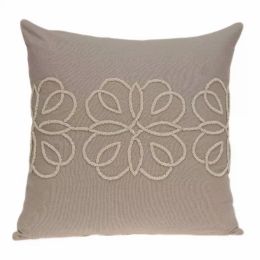 20" x 7" x 20" Cool Transitional Tan Cotton Accent Pillow Cover With Down Insert