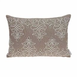 20" x 6" x 14" Traditional Tan Pillow Cover With Down Insert