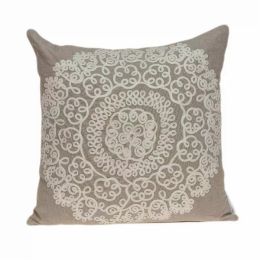 20" x 7" x 20" Traditional Tan Pillow Cover With Down Insert
