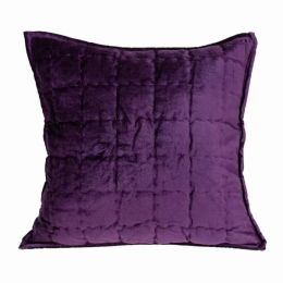 20" x 7" x 20" Transitional Purple Solid Quilted Pillow Cover With Poly Insert