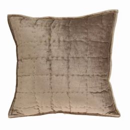 20" x 7" x 20" Transitional Taupe Solid Quilted Pillow Cover With Poly Insert