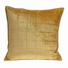 20" x 7" x 20" Transitional Yellow Solid Quilted Pillow Cover With Poly Insert