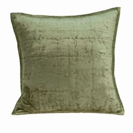 20" x 7" x 20" Transitional Olive Solid Quilted Pillow Cover With Poly Insert