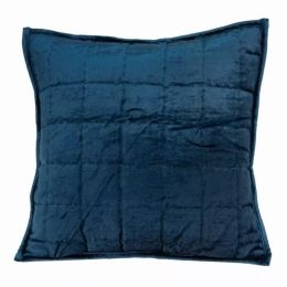 20" x 7" x 20" Transitional Navy Blue Quilted Pillow Cover With Poly Insert