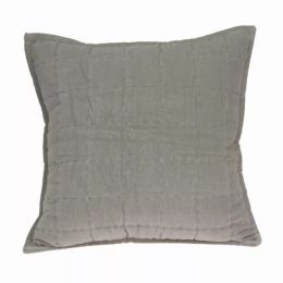 20" x 7" x 20" Transitional Gray Solid Quilted Pillow Cover With Down Insert
