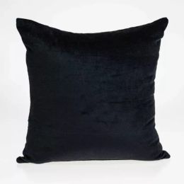 18" x 7" x 18" Transitional Black Solid Pillow Cover With Poly Insert