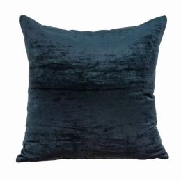 22" x 7" x 22" Transitional Dark Blue Solid Pillow Cover With Poly Insert