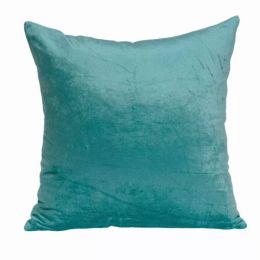 22" x 7" x 22" Transitional Aqua Solid Pillow Cover With Poly Insert