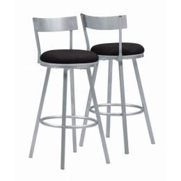 38" x 38" x 86" Silver  Black  Metal  Foam  MicroSuede  Barstool 2Pieces