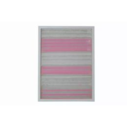 Fun White And Pink Stripes Shadow Box Wall Art