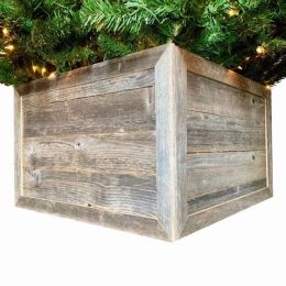 28" Square Natural Weathered Gray Christmas Tree Collar