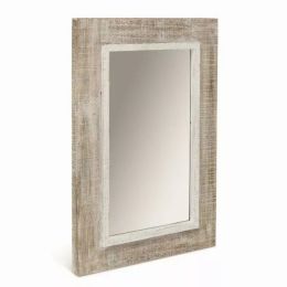 Rectangular Rustic White Wash Finish Wall Mirror