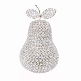 17.5" Jumbo Faux Crystal Silver Pear Sculpture