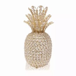 15" Faux Crystal and Gold Pineapple Sculpture