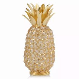 11" Faux Crystal and Gold Pineapple Sculpture