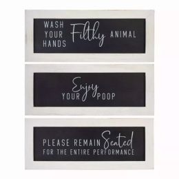 Black and White Set of 3 Framed Bathroom Humor Wall Art