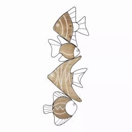 Fish Wall Art Decor with Matte Black Metal Outlines