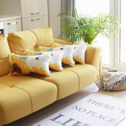 Set of 4 20" Sunflower Bee Lumbar Pillow Cover in Multicolor