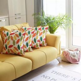 Set of 4 18"  Autumn Leaves Throw Pillow Cover in Multicolor