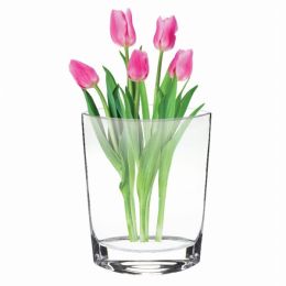 11" Mouth Blown Crystal European Made Pocket Shaped Vase