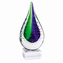12" Mouth Blown Teardrop Centerpiece on Crystal Base