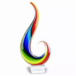 16" MultiColor Art Glass Centerpiece