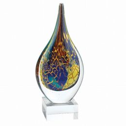 12" MultiColor Art Glass Teardrop on Crystal Base