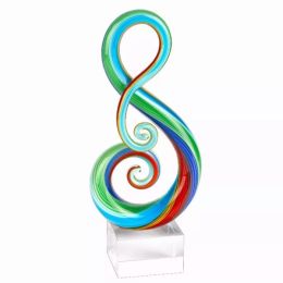 11" MultiColor Art Glass Note Centerpiece on Crystal Base