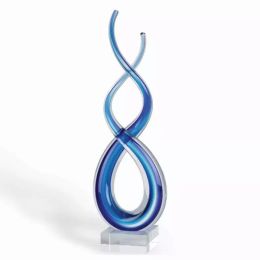 14" Blue Art Glass Centerpiece on Crystal Base