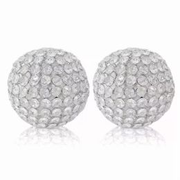 5" X 5" X 5" Silver Iron & Cristal Spheres Set Of 2