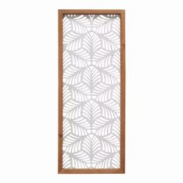 Carved Leaf Wood Framed Wall Panel