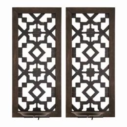S 2 Black Laser Cut Sconces