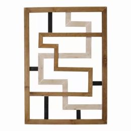 Modern Maze Natural White and Black Wood Panel Wall Art