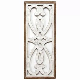 Distressed Heart and Fleur de Lis Wood Panel Wall Decor