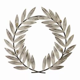 Distressed White Metal Wreath Wall Decor