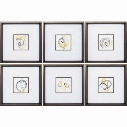 16" X 16" Brushed Silver Frame String Orbit Set of 6